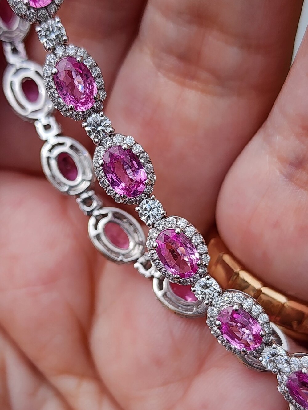 $15,000- 18k Pink Sapphire Diamond Bracelet